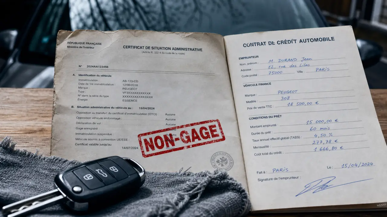 Gager un véhicule : certificat de situation administrative et assurance
