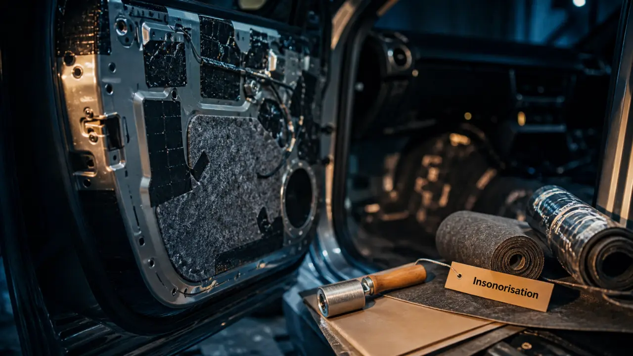 Insonorisation voiture : panneaux butyle et feutre acoustique dans l’habitacle