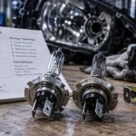 Ampoule voiture type H7 et anciennes, culot en gros plan pour choisir