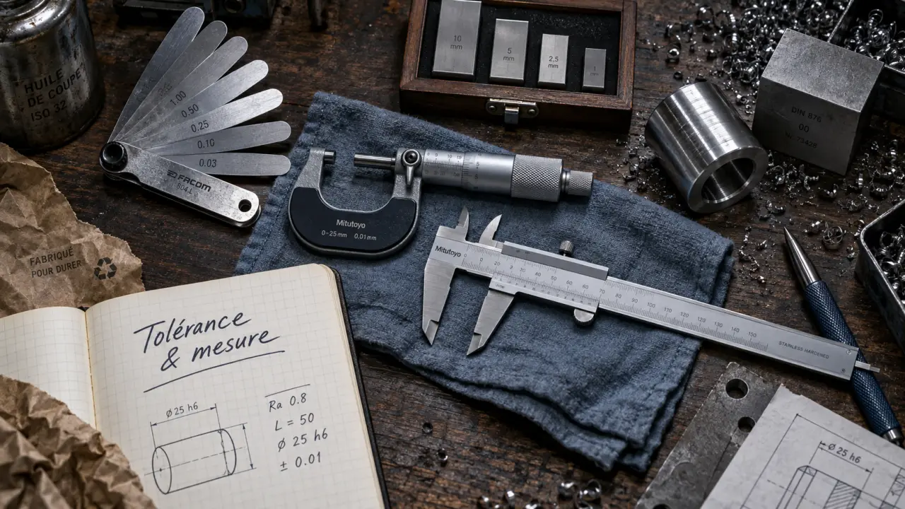 Appareil de mesure de precision mecanique : micromètre, pied à coulisse et jauge d’épaisseur