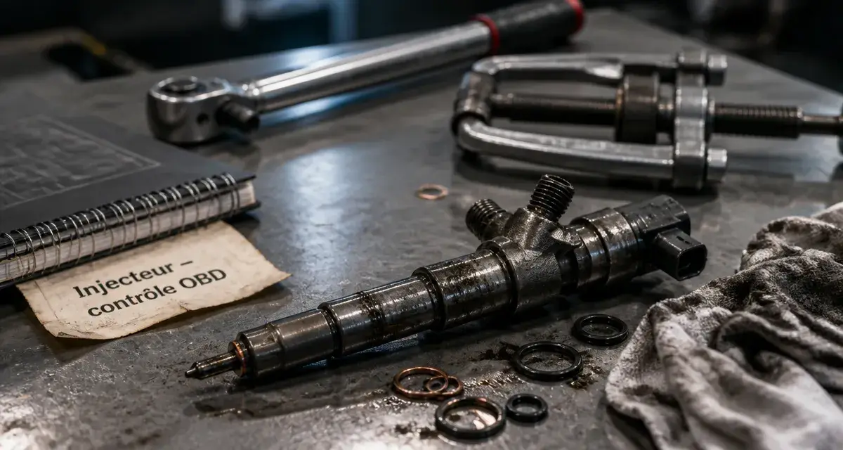 Changer les injecteurs : injecteur diesel en atelier, pièce et outils