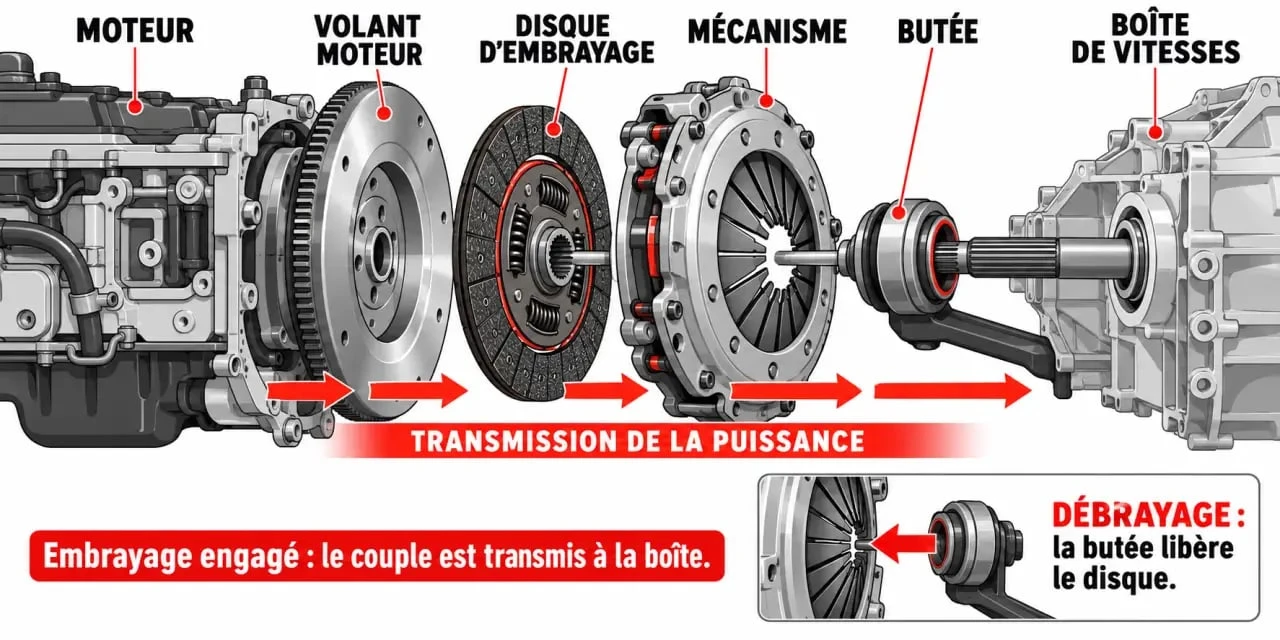 Devis pour embrayage : schéma des pièces du système d’embrayage