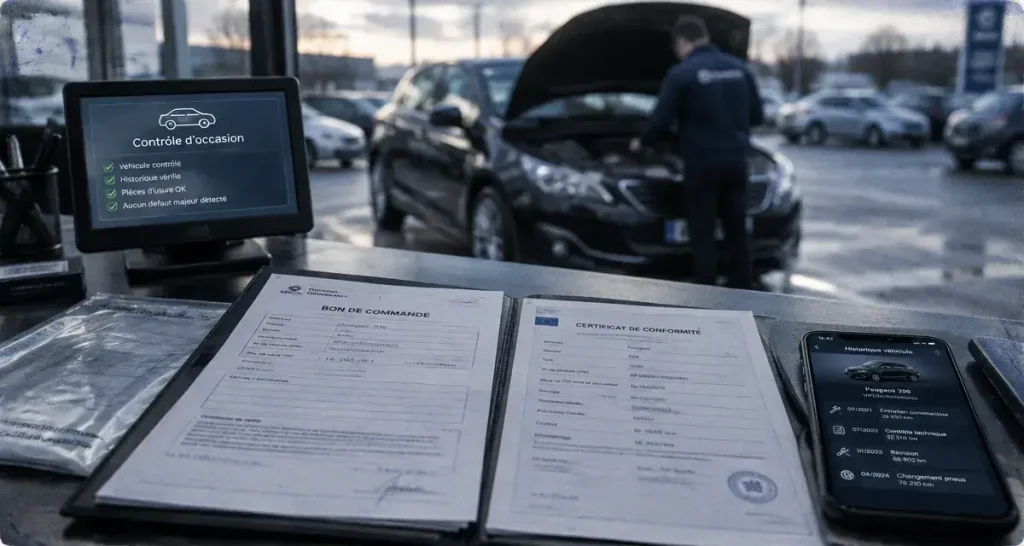 Acheter une voiture d'occasion chez un concessionnaire : contrôle dossier et historique véhicule