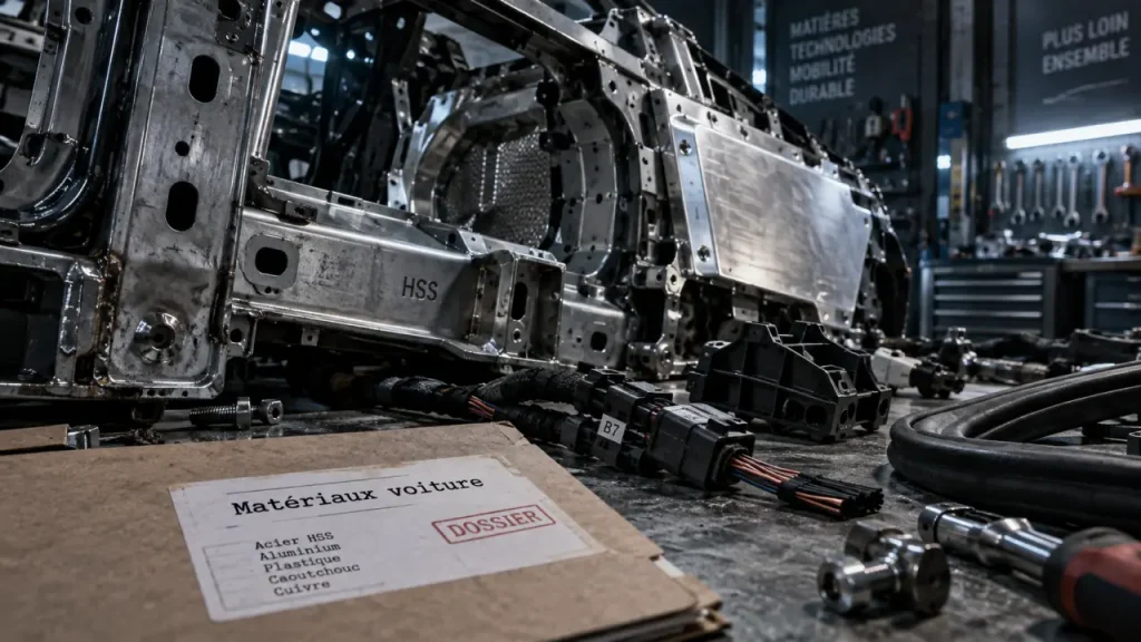 Matériaux voiture : carcasse en acier, aluminium et cuivre