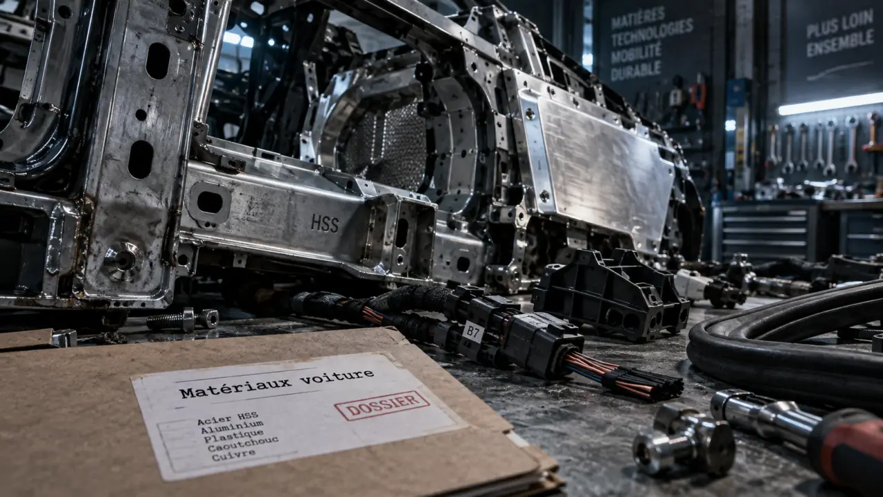 Matériaux voiture : carcasse en acier, aluminium et cuivre