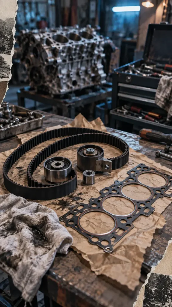 Pièces de moteur de voiture : kit distribution et joint culasse