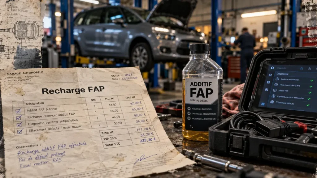 Remplissage additif FAP C4 Picasso tarif : devis, flacon additif et diagnostic