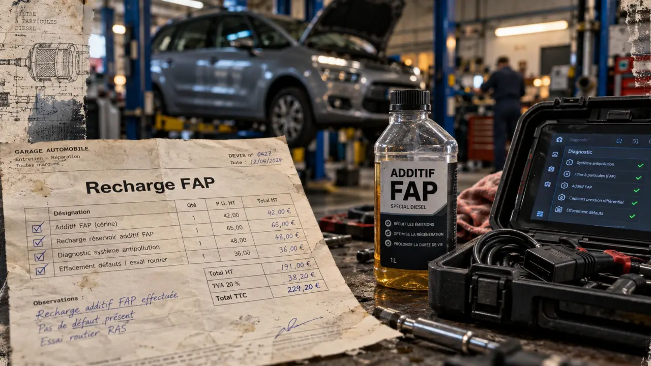Remplissage additif FAP C4 Picasso tarif : devis, flacon additif et diagnostic